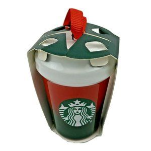 Starbucks Red and Green Ombre Christmas Ornament 2021 Ceramic To Go Cup New